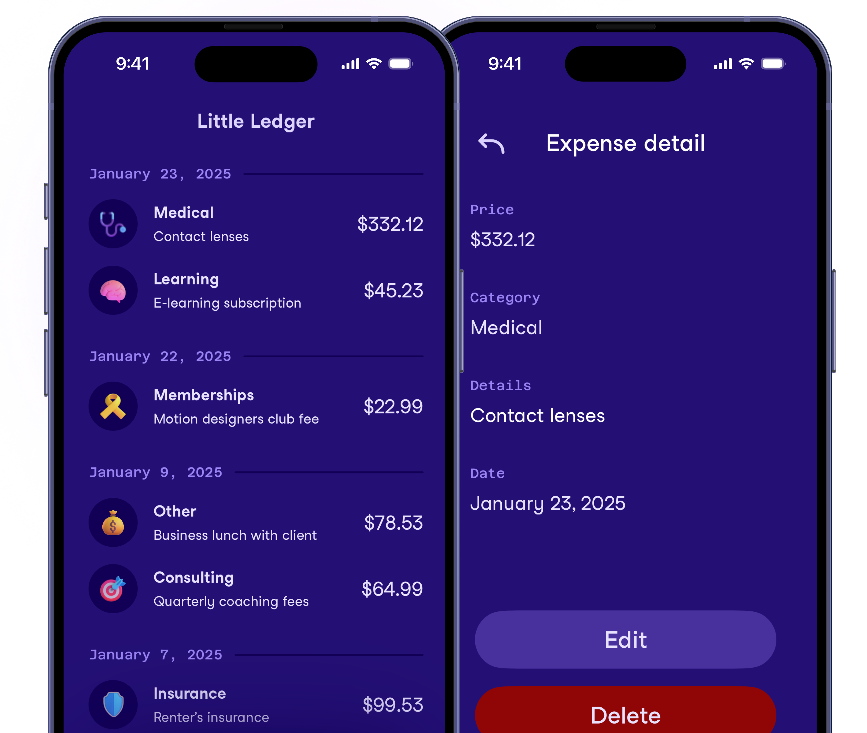 Image of a list of business expenses